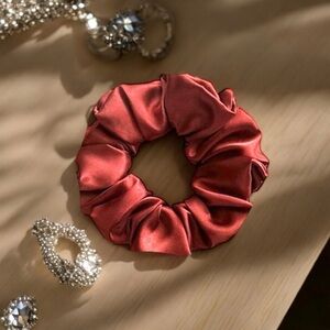 Chic Red Satin Hair Scrunchie